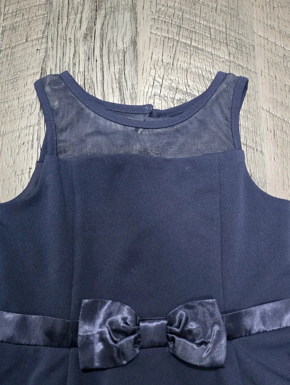 Calvin Klein Girls Sleeveless Navy Bow Party Dress( Sz:8)